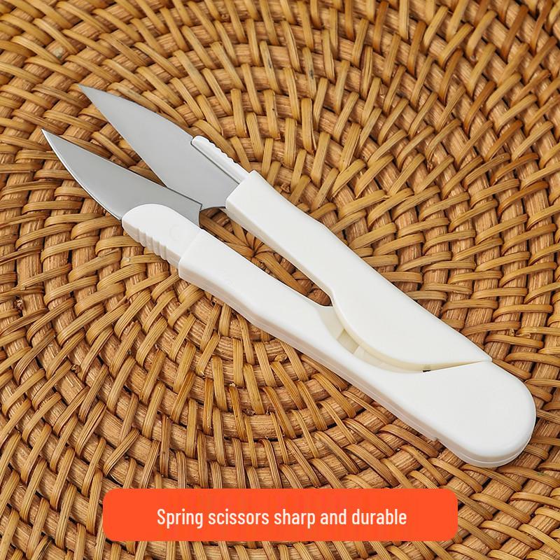 Compact Household Spring Scissors for Sewing, Yarn, Crafts, and Fishing Line Cutting
