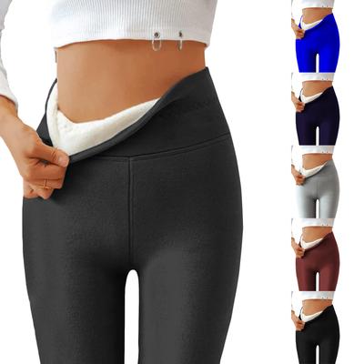 Kadın Yüksek Bel Günlük Pantolon Renkli Termal Tayt Kışlık Uzun Pantolon Peluş Koşu
