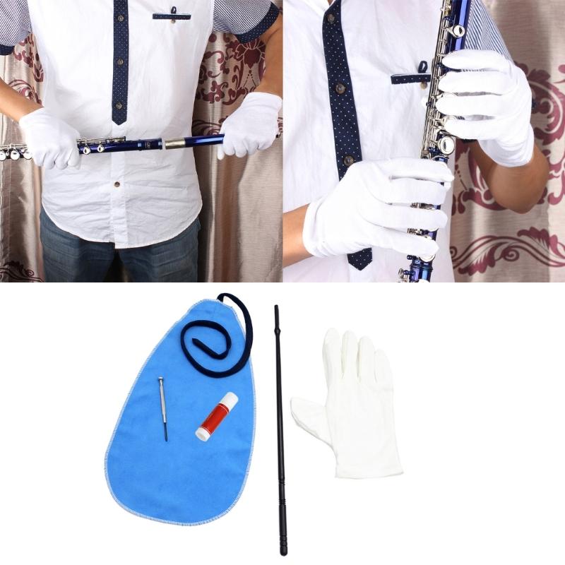 Flute Care Cleaner Kits with Cork Grease, Cleaning Cloth, Rod, Screwdriver and Gloves for Base Maintenance Easy To Use