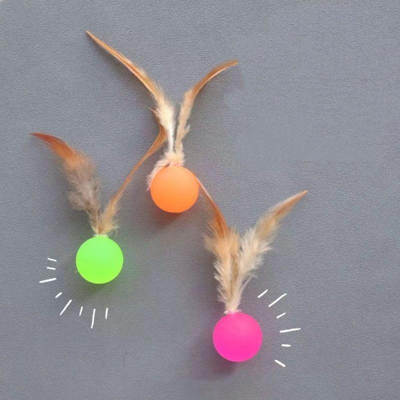Funny Cat Elastic Ball Toy Interactive Balls Pet Supplies Feather Football Toys Dog Playthings Kitten