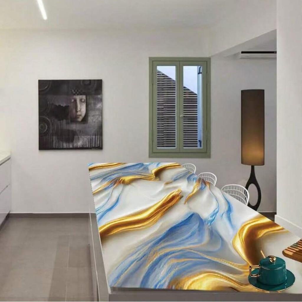 8M Aluminum Foil Marble Decor Stickers for Kitchen Cabinet Countertop Renovation Self Adhesive Waterproof Oil Proof Wallpaper