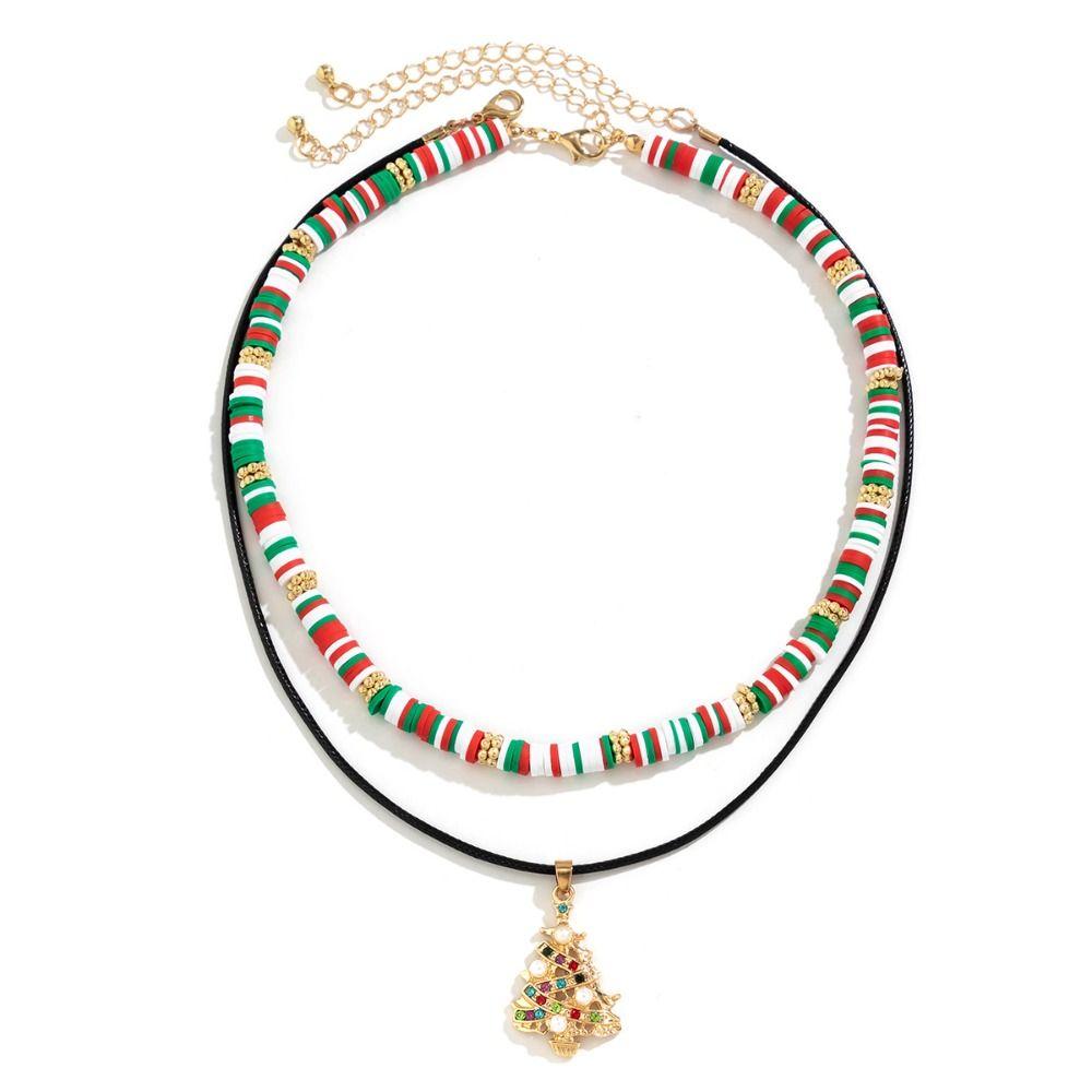 2/3/4pcs/set Cartoon Rice Beaded Chain Christmas Tree Cartoon Pendant Choker  Decoration