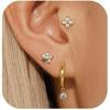 Blooming Flower Hoop Earrings: Diamond-Studded Retro Circle for Women's Classic Fashion