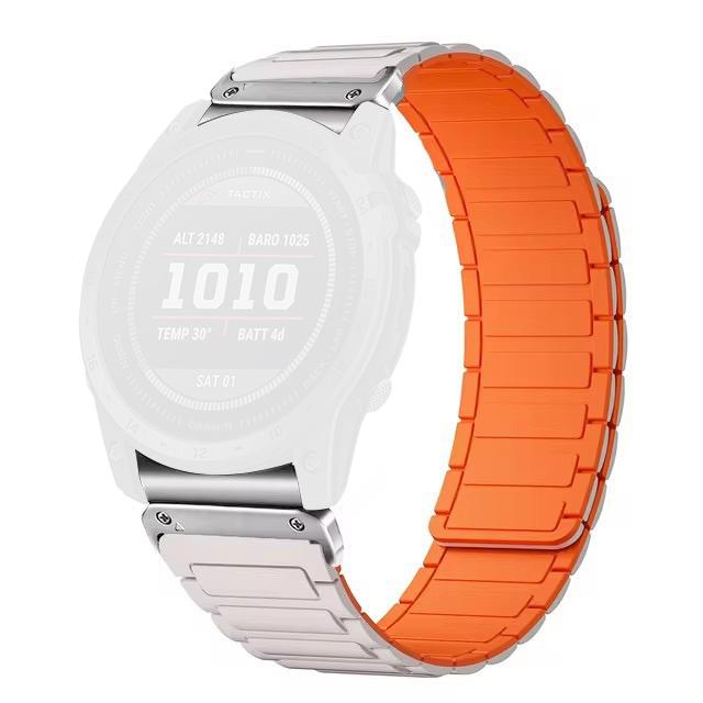 20mm Magnetisches Silikon-Schnellwechselarmband für Garmin Fenix 8 43mm/Descent MK3/MK3i Zweifarbiges Uhrenarmband