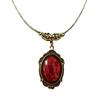 Gothic Oval Pendant Crystal Necklace Red Quartz Charm Necklace Vintage Chokers Women Fashion Jewelry Christmas Gifts