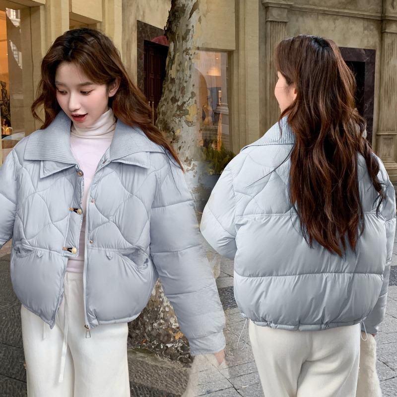 Winter new knitted collar splicing cotton-padded clothes women's loose and versatile fashion warm cotton-padded jacket jacket