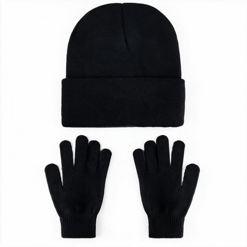 Unisex Winter Knit Beanie Hat Gloves Set Warm Acrylic Cap Outdoor Cold Weather Casual Wear