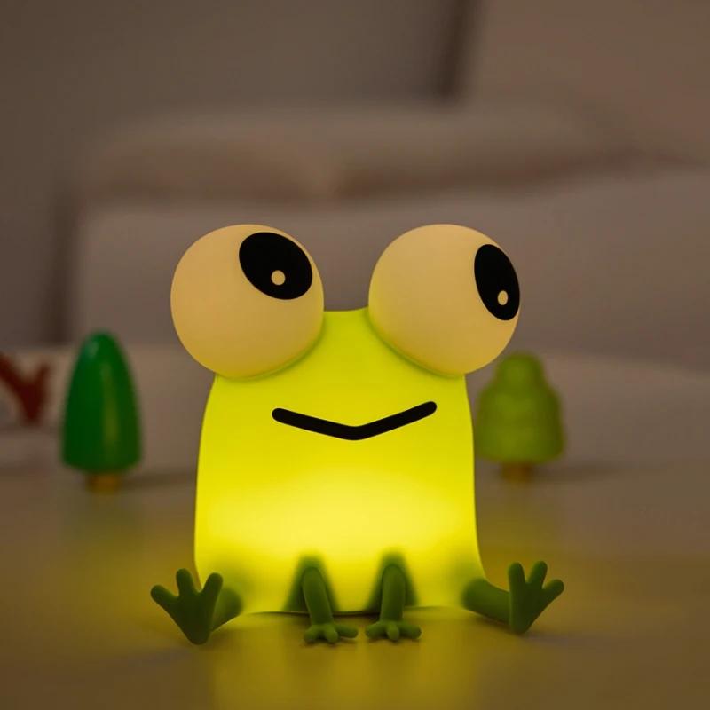 

Frog Night Light Soft Silicone Nursery Night Lamp Rechargeable LED Bedside Lamp with Timer for Boys Girls Christmas Room Decor