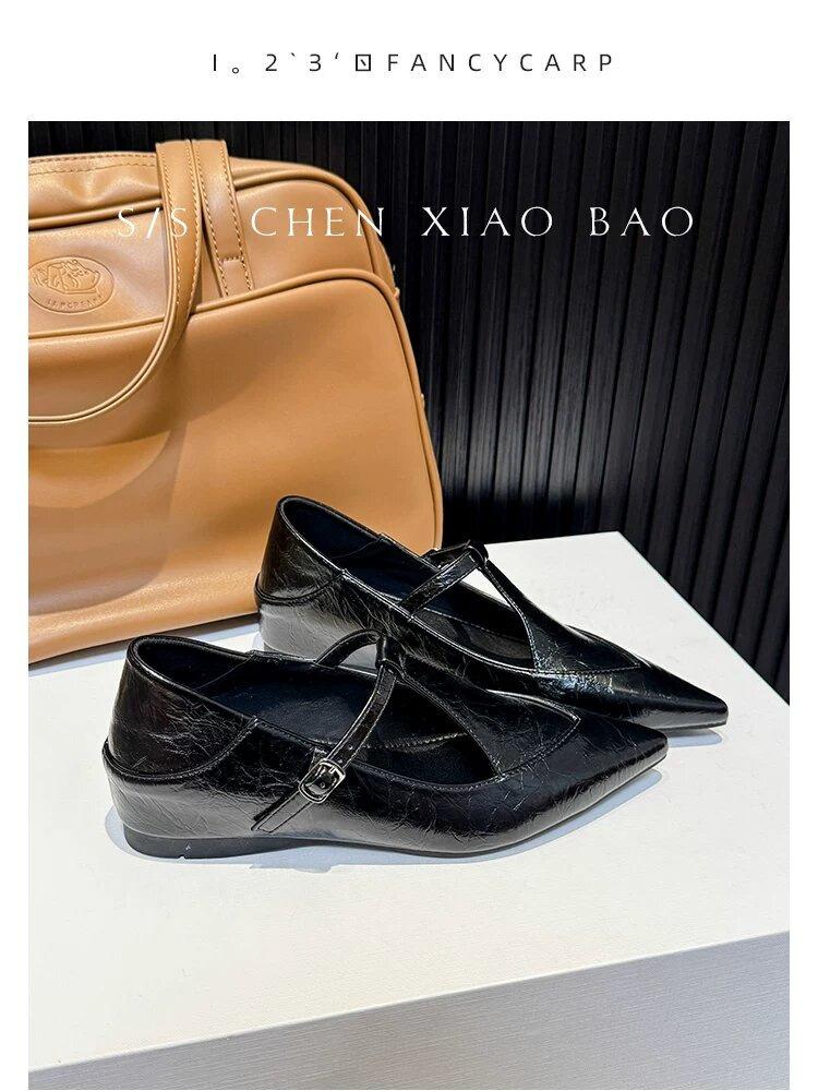 French temperament pointed single shoes women's 2025 new shoes autumn women's low heels with skirts Mary Jane loafers