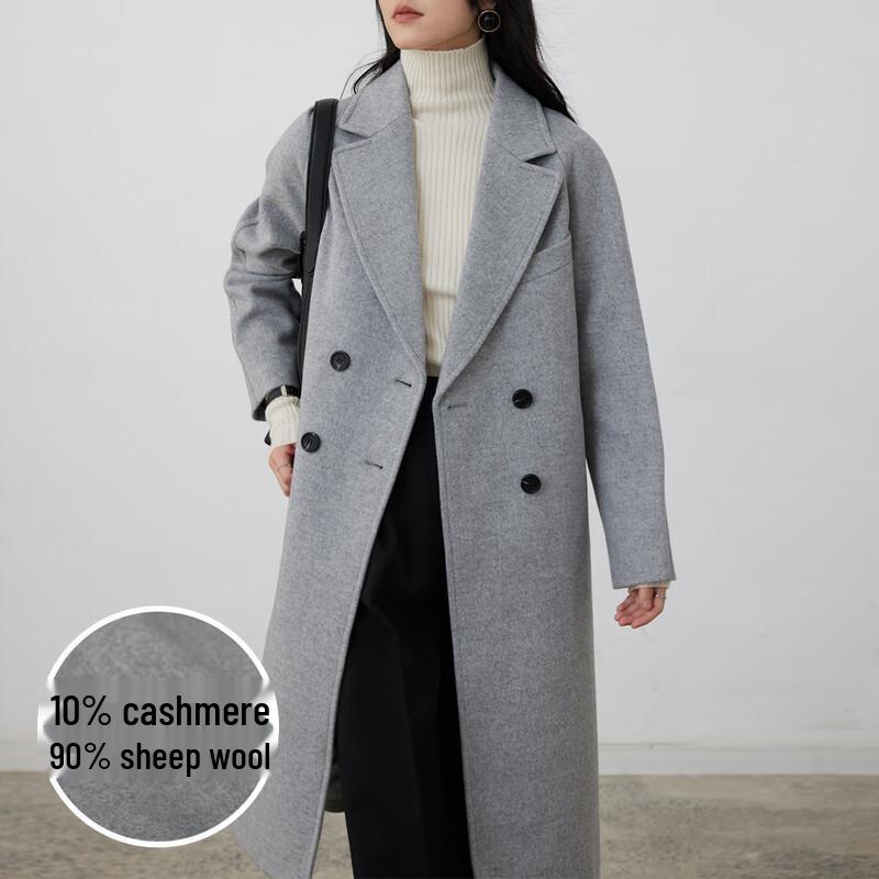 Sinuofude Women's Cashmere Blend Lapel Coat