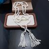 Exaggerate Pearl Beaded Necklace Tassel Multilayer Necklace Temperament Waistband  Women