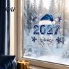 Party Atmosphere Decorations 2027 New Year Christmas Static Window Cling, Glue?Free Snowflake Glass Customizable Murals Sticker, Reusable