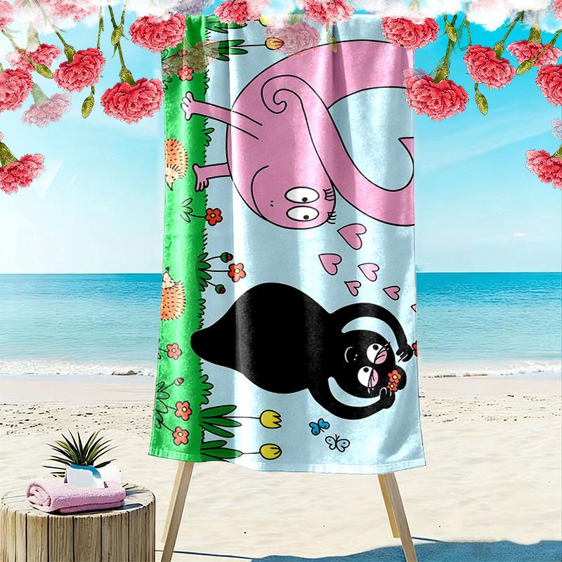 Barbapapa Art Print Beach Towel, Large Soft Quick Dry Towel for Beach Camping Swimming