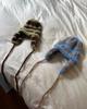 SETSETSET Two-Way Earflap Beanie Stripe Blue Mix