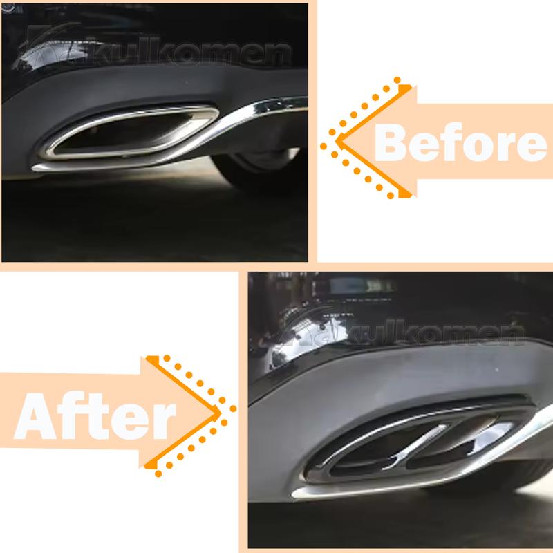 2pcs Sliver Steel Exhaust Trims For Mercedes Benz GLC C E-Class C207 Coupe 2014-2017 W213 W205 W176 X253 C180 C200 Car Part