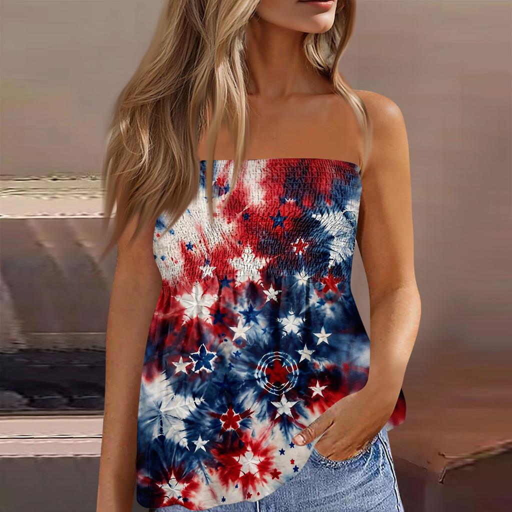 Summer Tube Tops For Women,Cute Sexy Off Shoulder Print Sleeveless T-Shirt