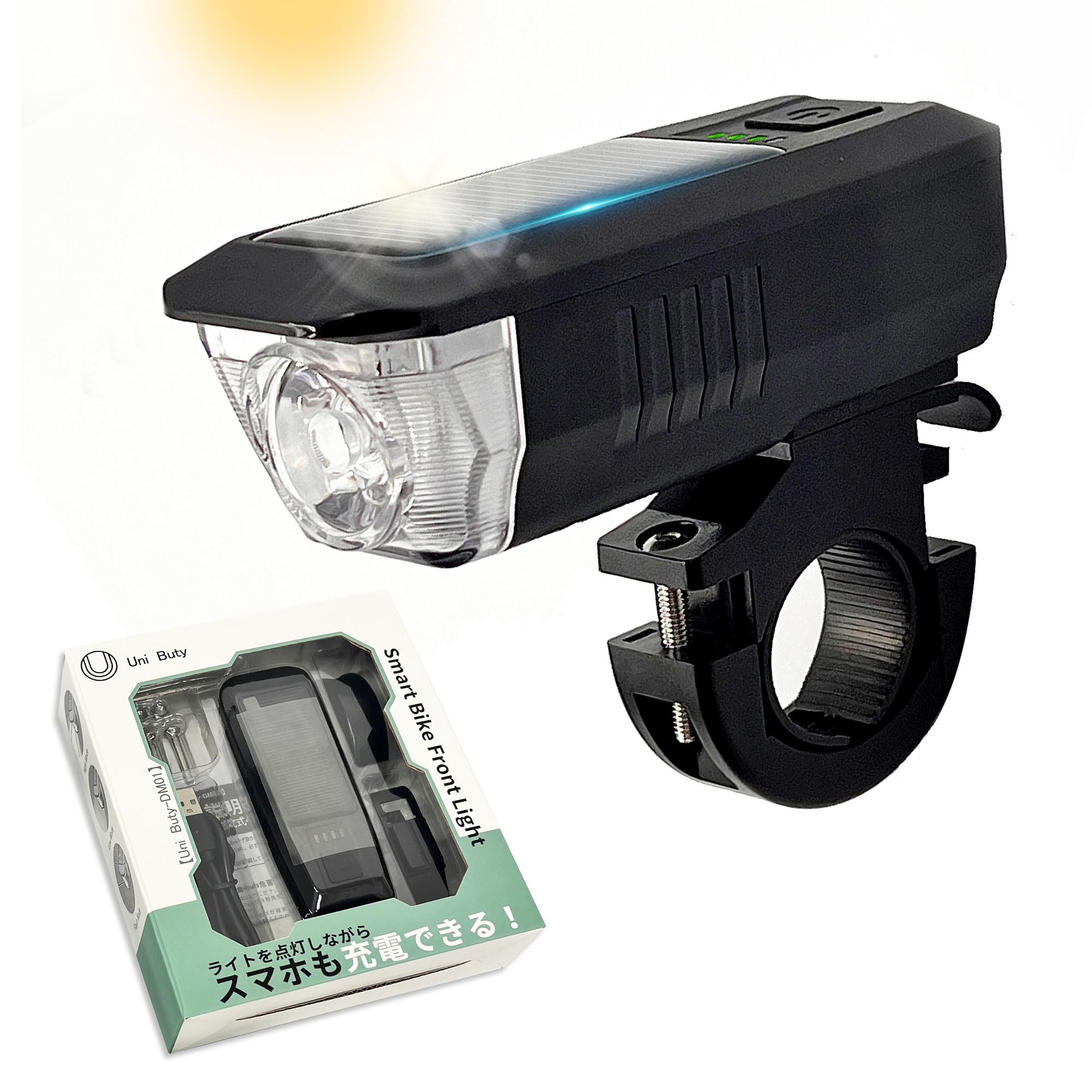 

Велосипедный фонарь, передний фонарь, модель 2024 года, сертифицированный PSE светодиод, солнечная зарядка, зарядка через USB, функция зарядки, зарядка мобильного смартфона, высокая яркость 3