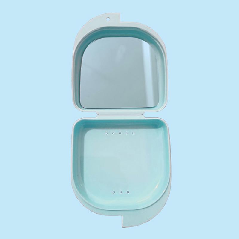 1/5 Pcs Denture Tray Box With Mirror Dental Retainer Box Case Plastic Teeth Container Denture Box False Teeth Protective Case