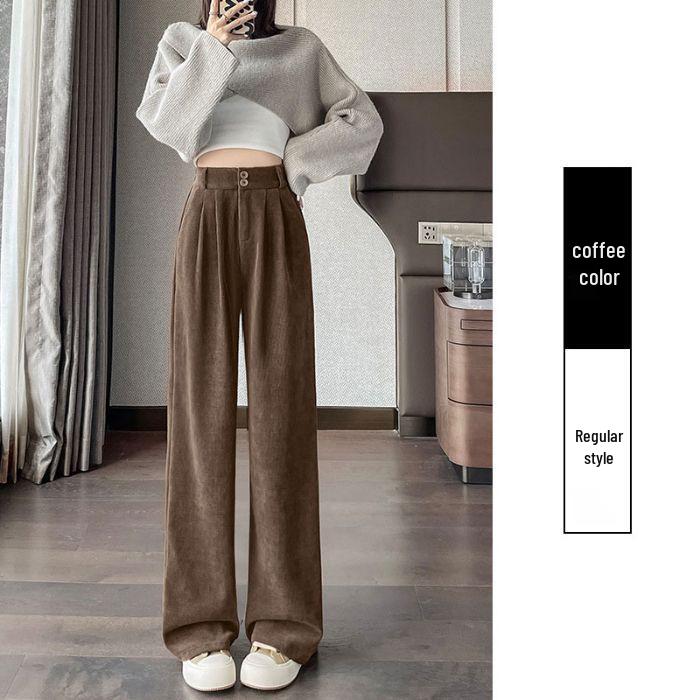 

Women s Flocked Chenille Wide-Leg High-Waisted Pants, Autumn/Winter 2025, Straight-Leg Petite Casual. XXL
