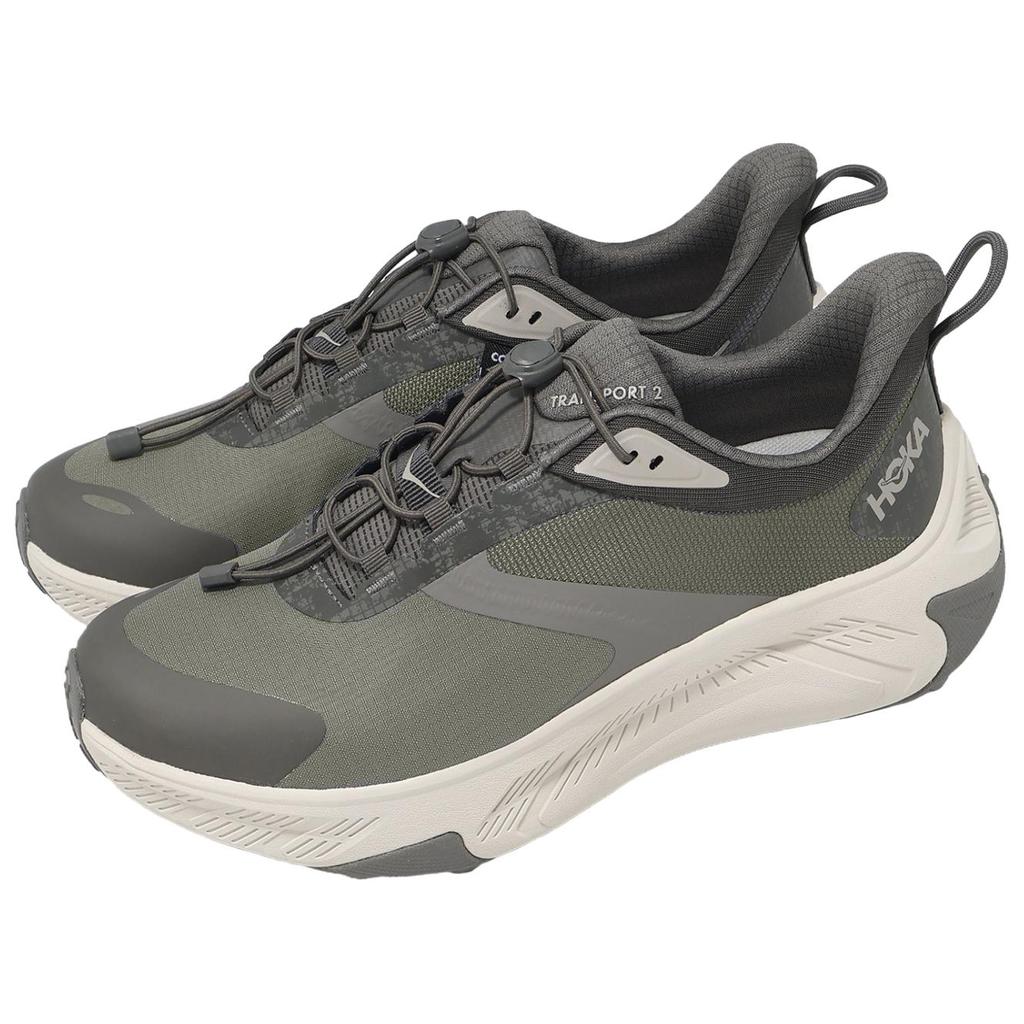 Hoka One One Transport 2 Comfortable Fit Shock Absorption Durable Breathable Support Traction Hiking Shoes Unisex Hiking Shoes Green Gray 1174778-GLST