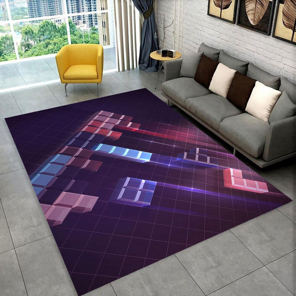 3D Retro Game Tetris Gamer Cartoon Area Rug,Carpet for Home Living Room Bedroom Sofa Doormat Decor,kid play Non-slip Floor Mat