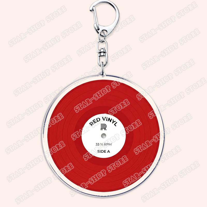 Aesthetic Indie Red Record Music Keychains for Women Accessories Bag Retro Vinyl Label Player Key Chain Fans Gifts Keyrings