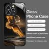 Stylish Eagle Golden Diamond Pattern Tempered Glass Phone Case for IPhone 17 16 Pro Max 15 14 13 12 Mini 11 X XS 7 8 Plus Cover