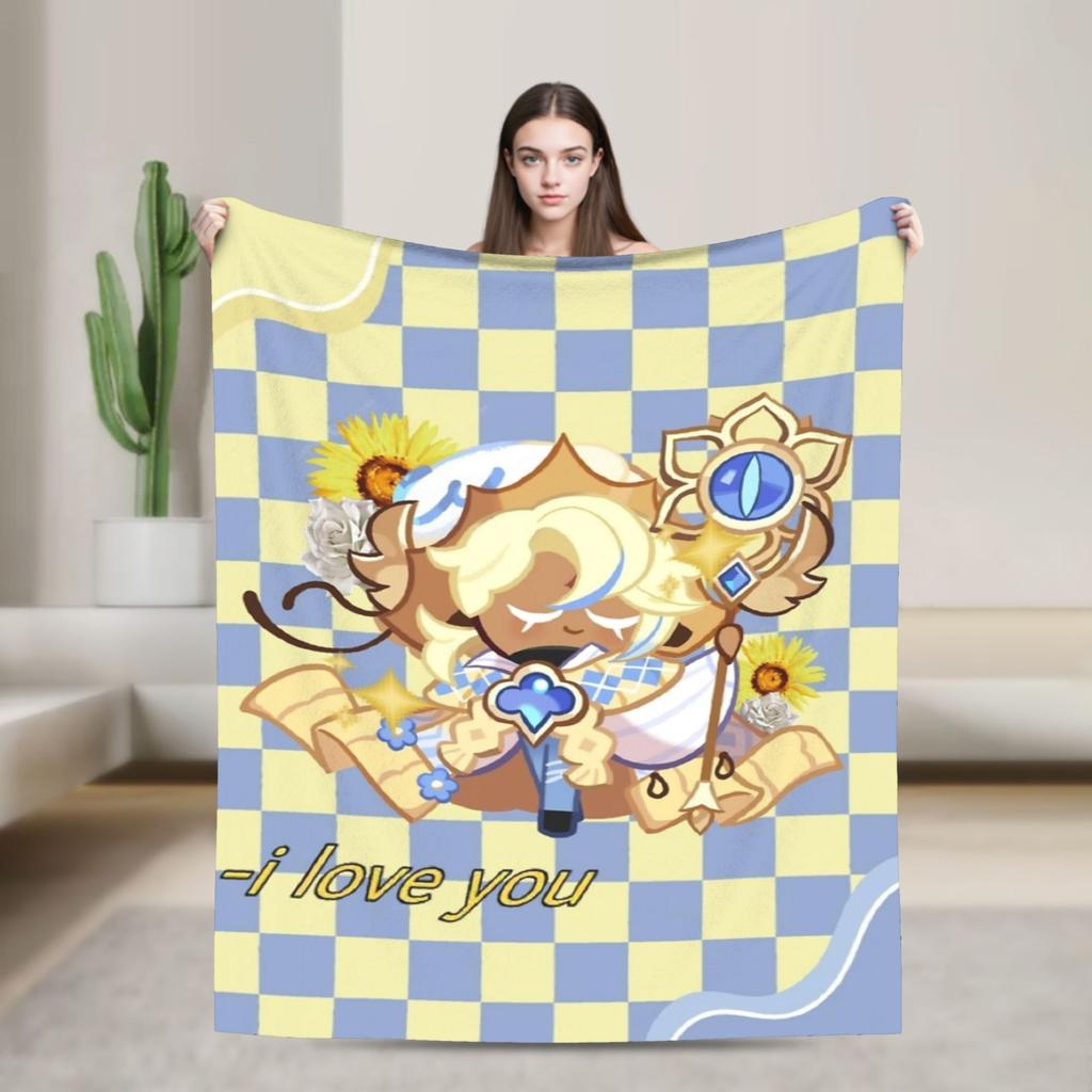 Pure Vanilla Knitted Blanket Flannel Cookie Run Kingdom Warm Throw Blankets for Bed Bedroom Quilt