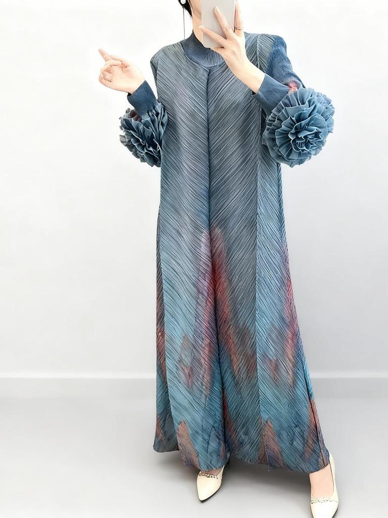 Elegant Pleated Long Plus Size Skirt - European & American Style for Women