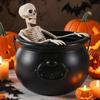 Party Scary Prop Trick Or Treat Candy Witch Bowl LED Mist Maker Skeleton Black Cauldron Pot Halloween Scary Prop House Decor