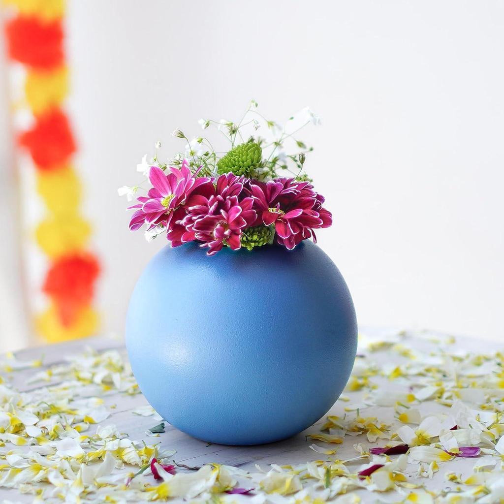 Metal Ball Round Flower Vase for Home Decor | Table Decorative Item for Bedroom Living Room Office Wedding | Best Gift |