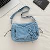 Denim Crossbody Bag Women's Underarm Bag Multi-Pocket Shoulder Bag