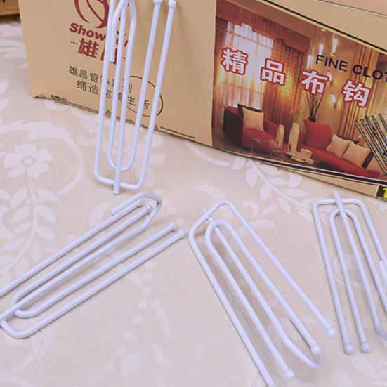 10Pcs/Set Curtain Hooks Wear-resistant Reusable 2 Colors Four Prong Curtain Pleater Tape Hooks for Curtain
