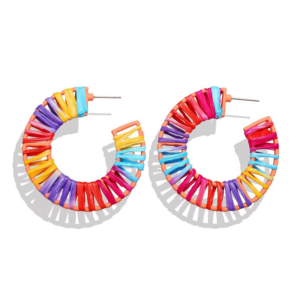 Einzigartige geometrische handgewebte Ohrringe für Damen, Bonbonfarben, Modische Ohrringe