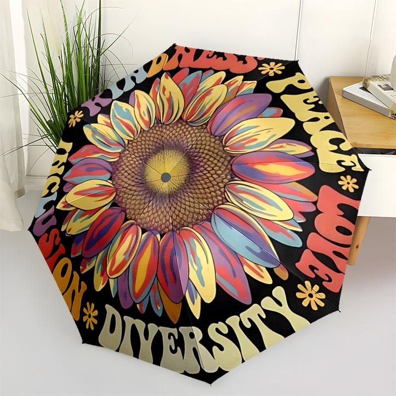 

1pc Kindness Peace Automatic Opening/Closing Umbrella with Operation & Windproof Canopy - Folding Design yy260311053