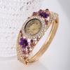 2025 New Korean Women's Diamond Set Quartz Watch Decorative Flower Alloy Bracelet Watch