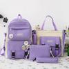 4 Pcs Sets Canvas Schoolbags Women Backpack Canvas Kids for Teenage Girls Primary School Bag College Student Laptop Backpacks