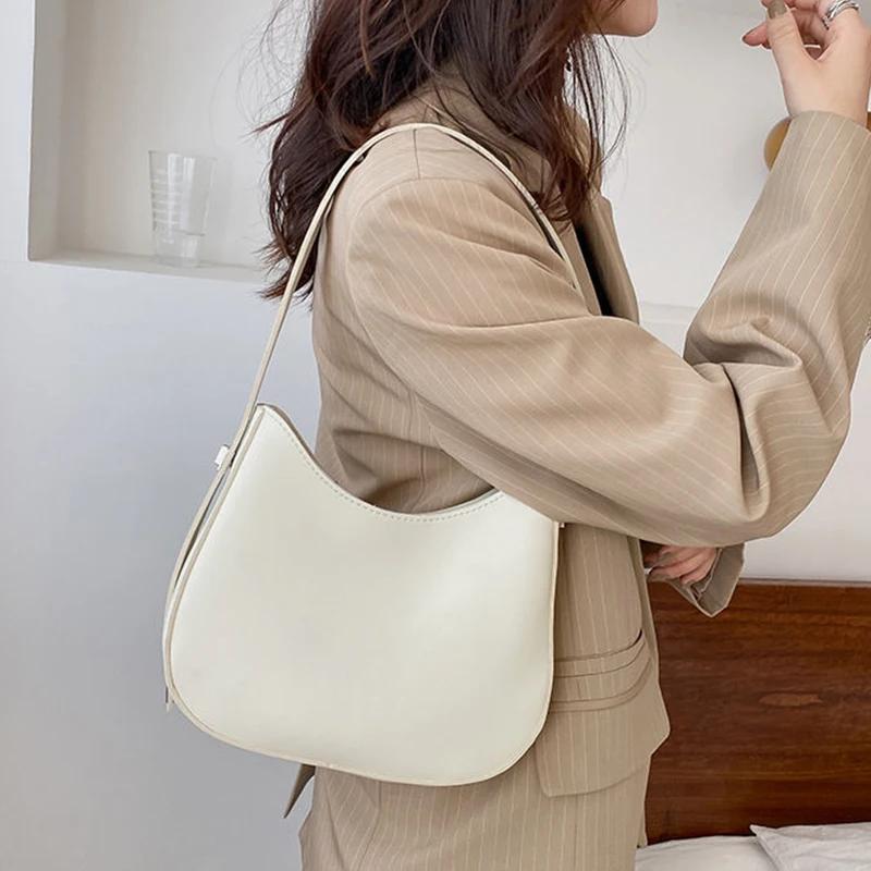 Casual High-end Women's Bag Armpit Bag Summer Simple and Trendy with Lock Texture Large Capacity Shoulder Bag Versatile