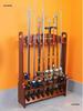16-Position Solid Wood Fishing and Billiard Cue Rack for Rods and Cues - Tackle Display Stand