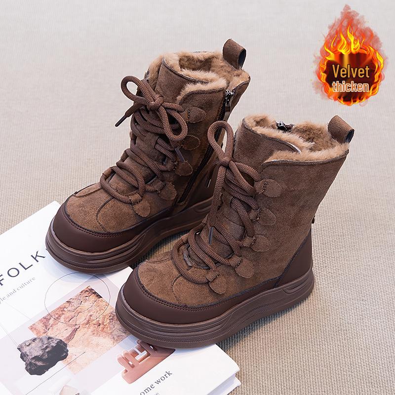 Kids' Fur-Lined Winter Snow Boots - Non-Slip, Waterproof, Warm Mid-Calf Design