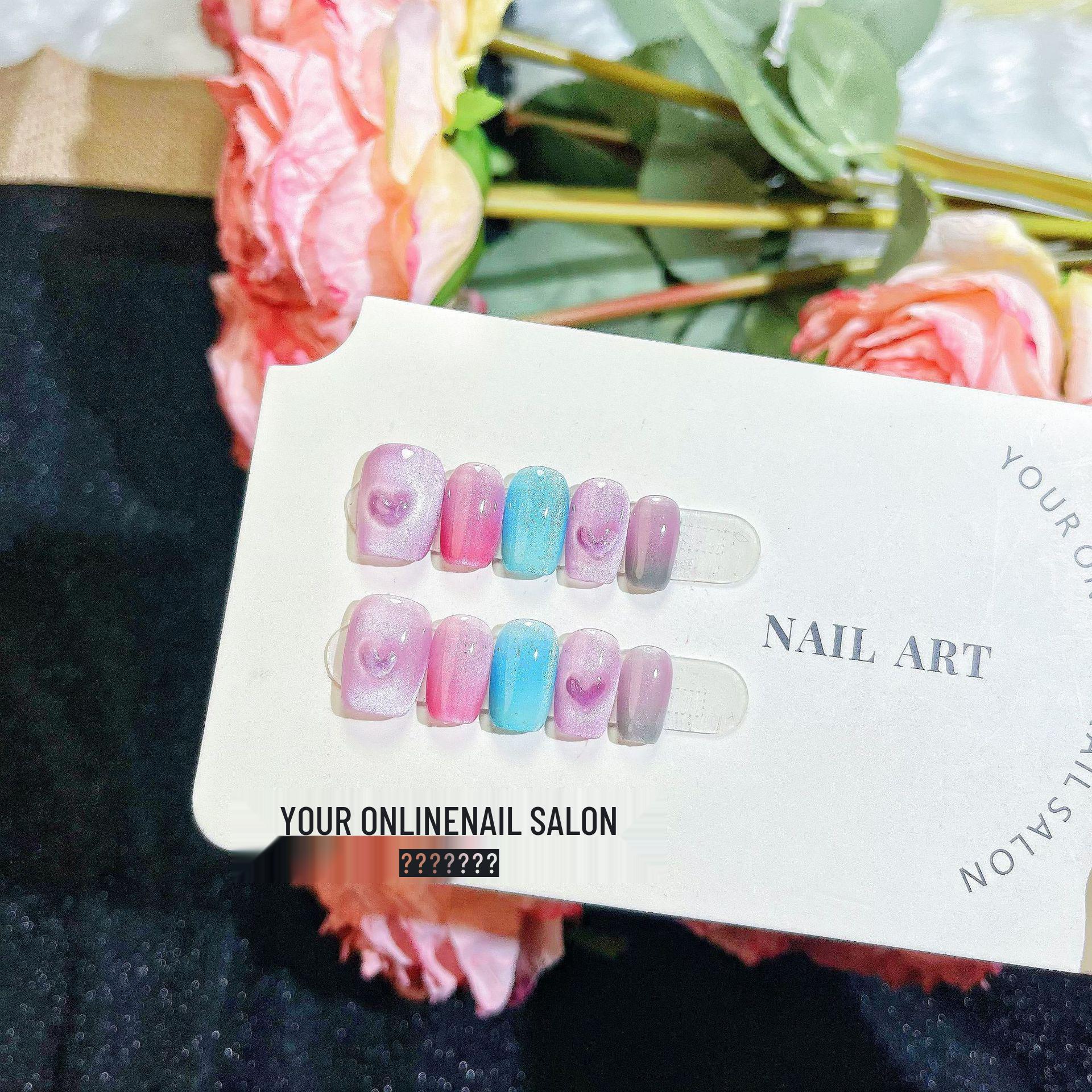 

Высококачественные накладные ногти ручной работы цвета радуги и оттенка жевательной резинки - Универсальные, съемные и лестные наклейки для накладных ногтей Extra Small