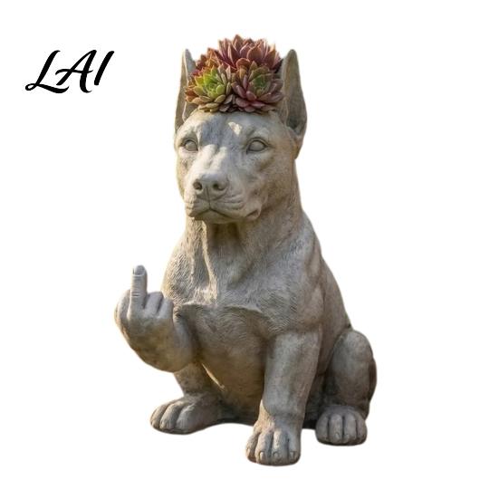 Unique Attitude Flowerpot Bulldog Creative Decorative Planter with Design Eye-Catching Garden Centerpiece Decor Indoor Outdoor Plant Pot Novelty