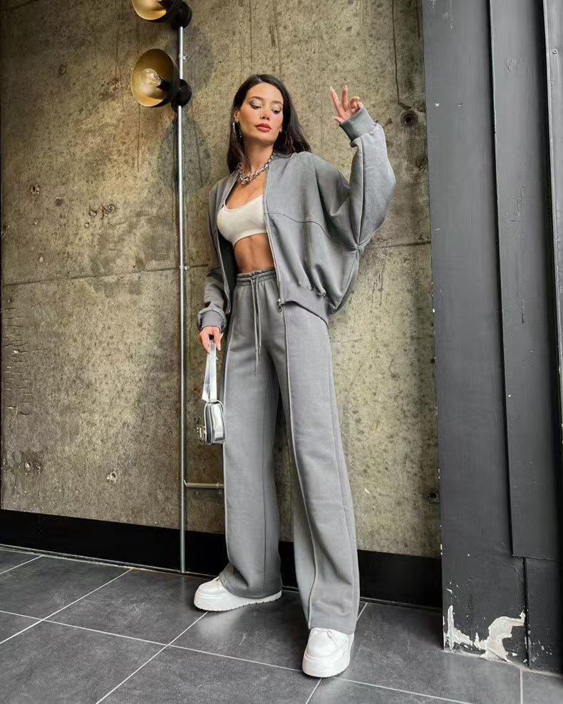 2025 Women's Solid Color Zip Cardigan Sweatshirt - Casual Spring Fashion