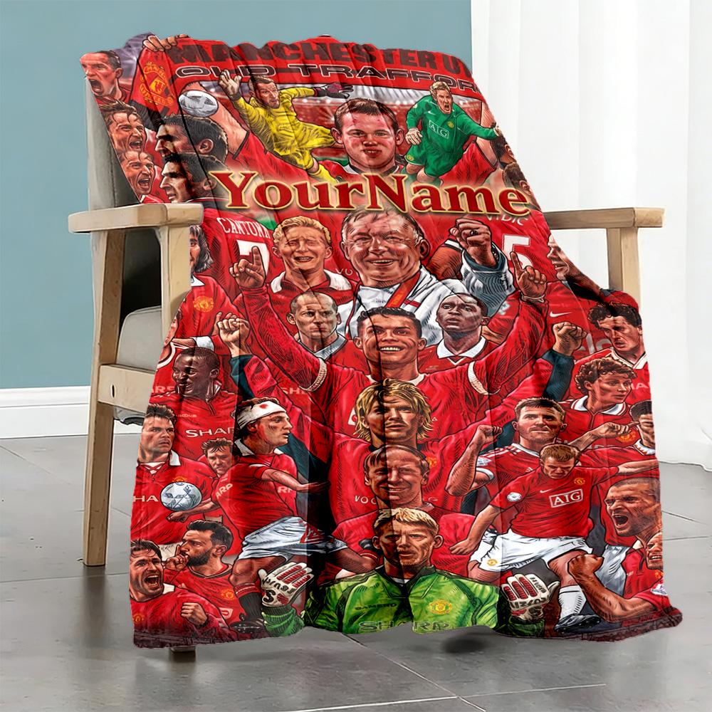 Manchester Customize Your Name Blanket Multi-purpose Customizable Blanket Ultra-Soft Great for Office Living Room Nap Couch for All Occasions