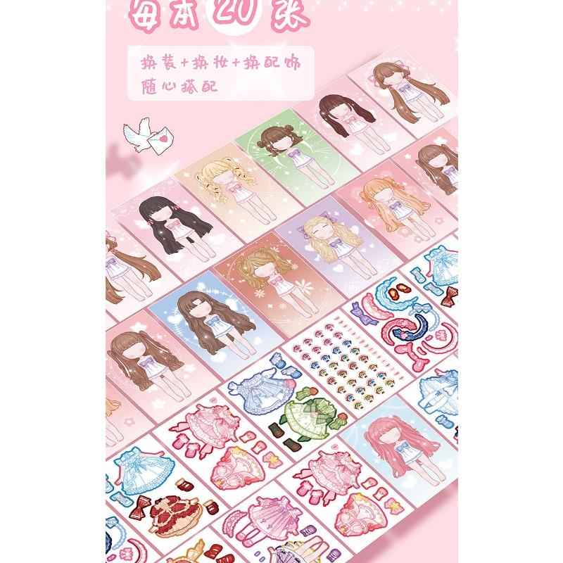 Cute Princess Dress Up Sticker Book Cartoon Girls Kids Educational Activity Book