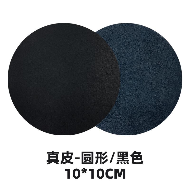 Round spot leather teacup mat can be ordered lOGO hand sewing with oil edge pu leather coaster thermal insulation mat wholesale