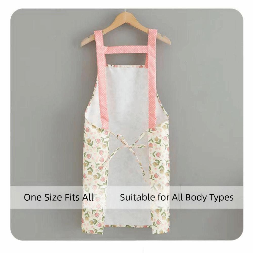 Flower Printing Women Kitchen Aprons Waterproof Anti Dirty Chef Work Apron Wiping Hand Pocket Cooking Aprons Household Cleaning