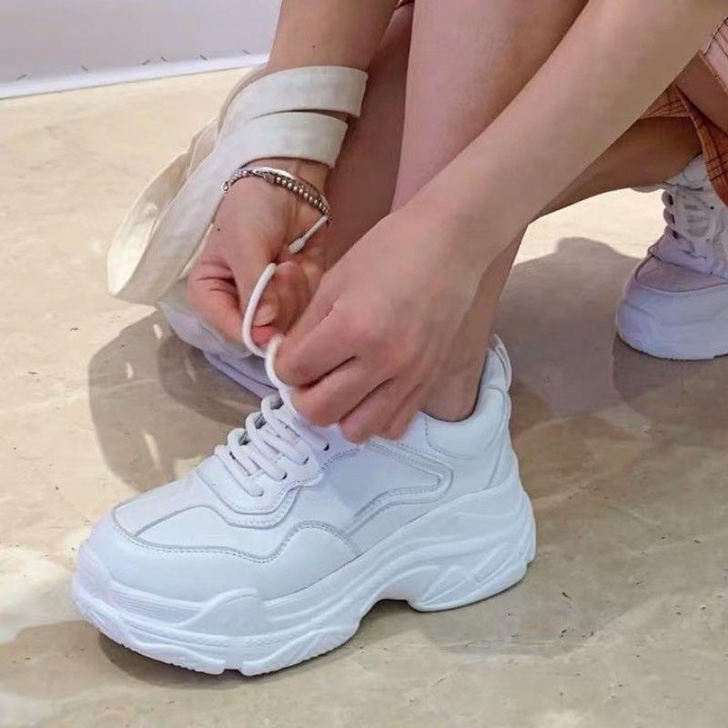Women's Chunky Sneakers Spring and Autumn Thick Sole White Sneakers Versatile Height Increasing Platform Shoes for Women