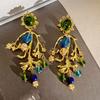 Classic Middle Women Girls Enamel Flower Earrings Ear Clip Vintage Elegant Lady High-end Party Banquet Accessories Jewelry