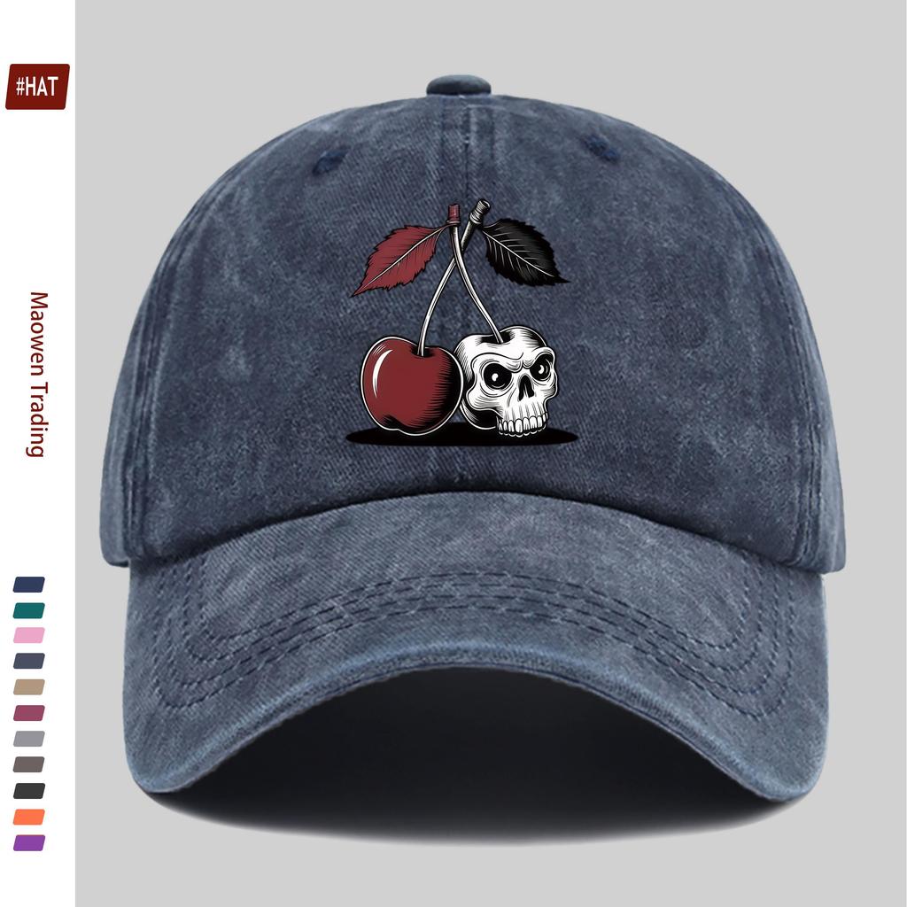 Pc Cherry And Skull Print Baseball Cap with Skull Head Pattern And Cherry Design Sun Hat MultiColor Optional Party Decor Hat